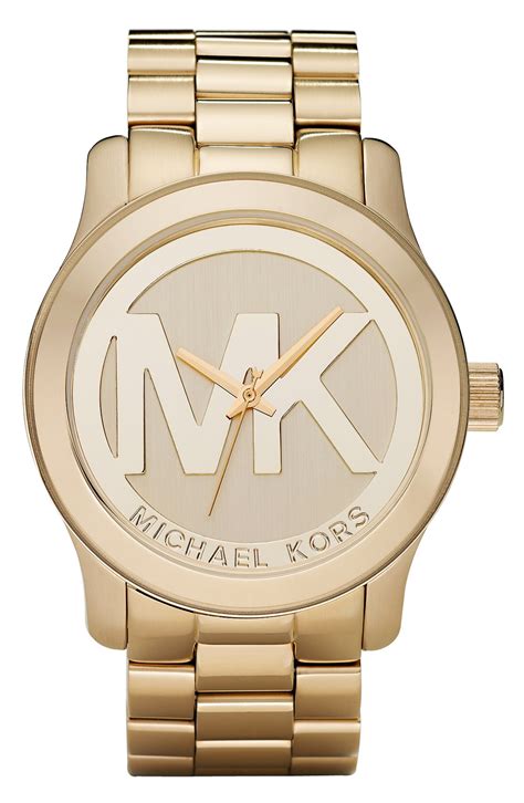 michael kors runway logo dial watch|Michael Kors oversized watch.